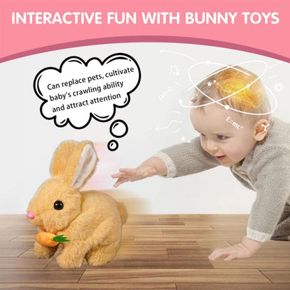 Bunny Realistic Hopping Rabbit Toy - Interactive Easter Bunny with Twitching Ears (Brown)
