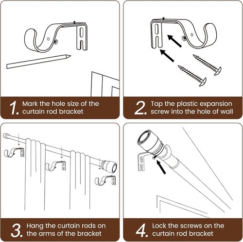 Hradecti Silver Curtain Rod - Heavy Duty Adjustable Telescopic Design | Fits 30-144 Inch Windows
