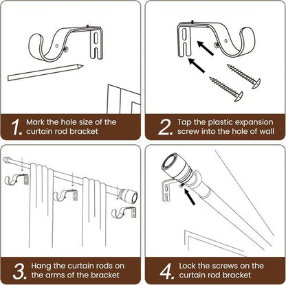 Hradecti Silver Curtain Rod - Heavy Duty Adjustable Telescopic Design | Fits 30-144 Inch Windows