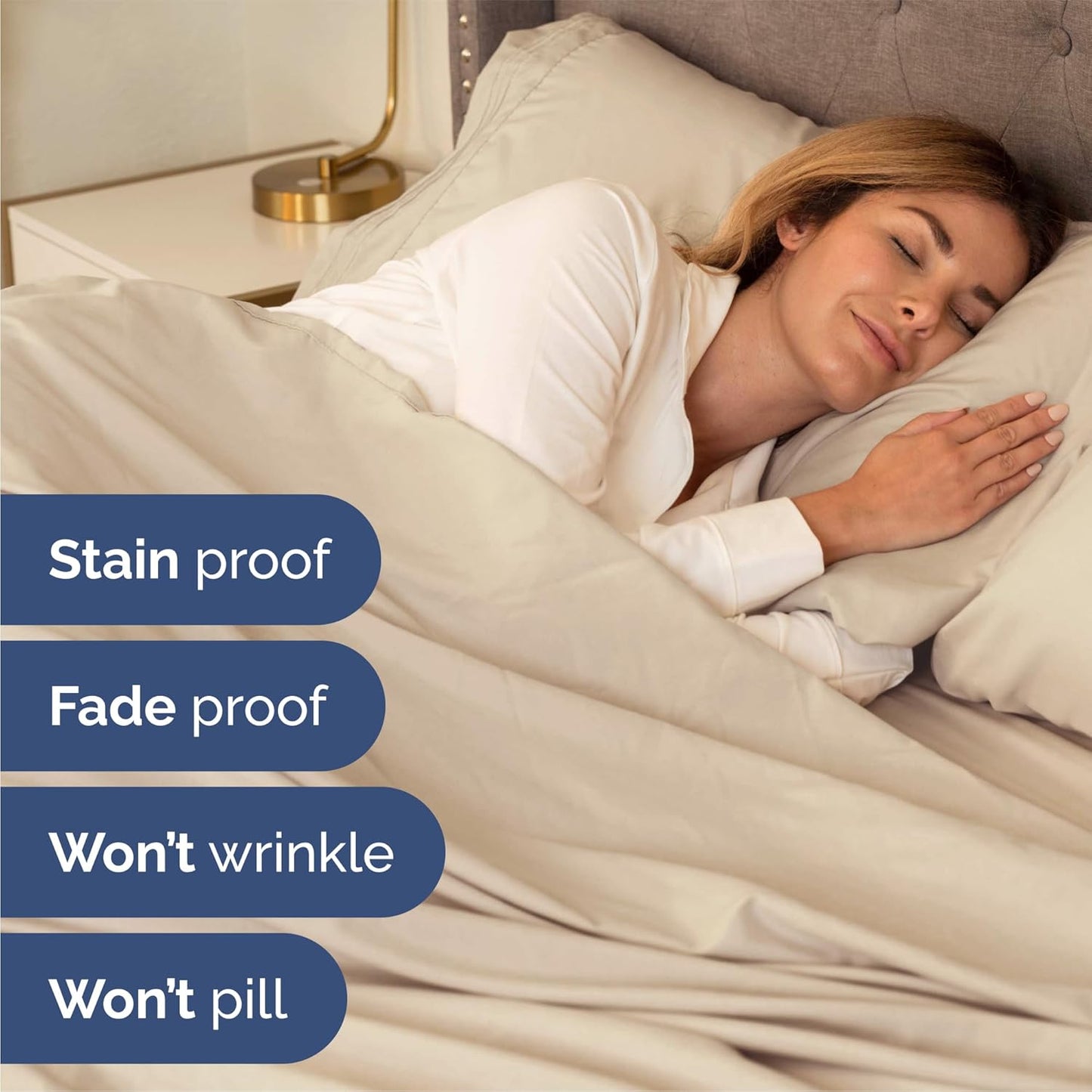Queen Size Sheet Set by Hotel Luxury | 4-Piece Comfy, Breathable & Cooling Bedding - Deep Pockets, Soft & Wrinkle-Free - Oeko-Tex Certified - Wheat