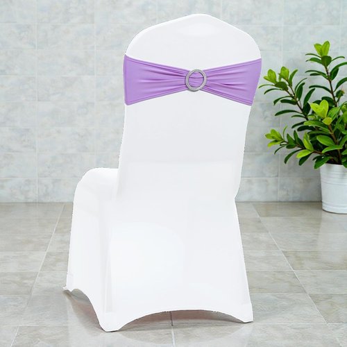 MDS Spandex Chair Sashes - Pack of 200 Elastic Stretch Bows with Buckle Slider | Lavender