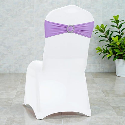 MDS Spandex Chair Sashes - Pack of 200 Elastic Stretch Bows with Buckle Slider | Lavender