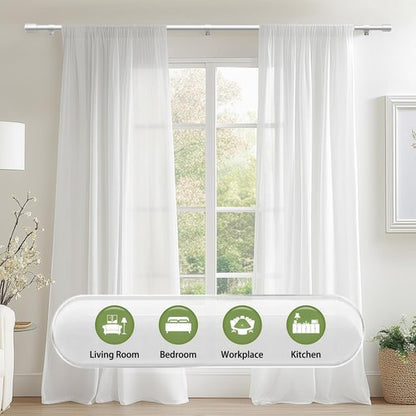 Adjustable Silver Curtain Rods by [Brand Name] - 5/8” Diameter, 30-120 Inch for Windows | 2 Pack