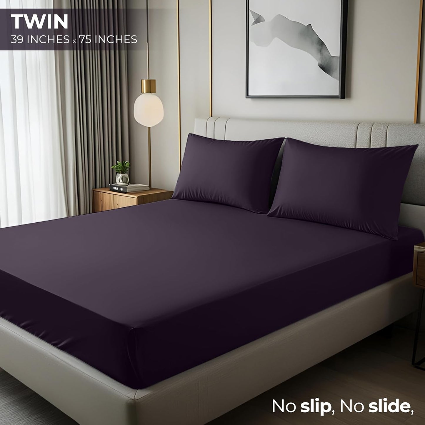 Utopia Bedding Twin Fitted Sheet - Soft Microfiber with Deep Pockets - Fade Resistant - Purple