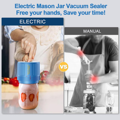 Regine Switzerland Electric Mason Jar Vacuum Sealer Kit - Blue for Wide & Regular Mouth Jars