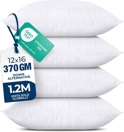 Utopia Bedding Throw Pillows - Set of 4 Fluffy Down Alternative Pillows | 12 x 16 Inches, White for Home & Garden