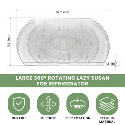 NOSTA Home Rotating Lazy Susan for Refrigerator - Square Lazy Susan - Refrigerator Lazy Susan Organizer - Rotating Fridge Organizer - Large (16.5x11)