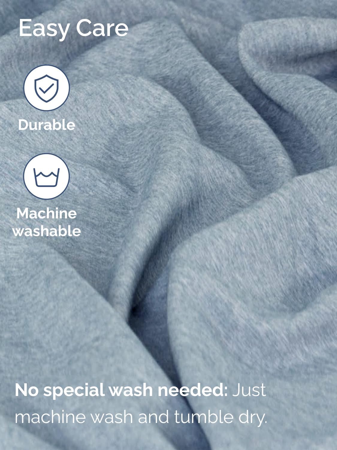Skiennix Extra Deep Queen Sheet Set - 6 Piece Breathable Cooling Sheets - Luxury Hotel Bedding - Soft Wrinkle-Free Heathered Blue