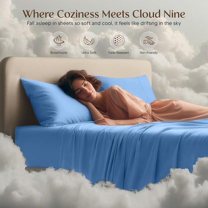 Utopia Bedding Full Size Sheet Set - Soft & Breathable Microfiber, 4-Piece in Dutch Blue