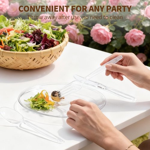 Bosizhang 180 Count Extra Heavy Duty Clear Plastic Forks, 7.1" Solid and Durable Disposable Plastic Forks Bulk, BPA-Free & Heat Resistant, Plastic Utensils for Parties, Events and Daily Use