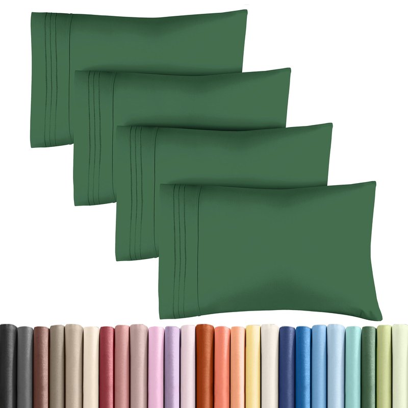 Queen Pillow Cases Set of 4 - Ultra Soft Hotel Quality Pillowcase Covers - Comfy, Cozy & Wrinkle Free - Shrinkage and Fade Resistant - Machine Washable Pillow Protectors - 4 Piece Set - Emerald Green