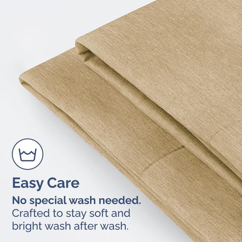 Standard Pillow Cases Set of 4 - Ultra Soft Hotel Quality Pillowcase Covers - Comfy Bedding for Women, Men, Kids & Teens - Machine Washable Pillow Protectors - 4 Piece - Standard Size Heathered Tan