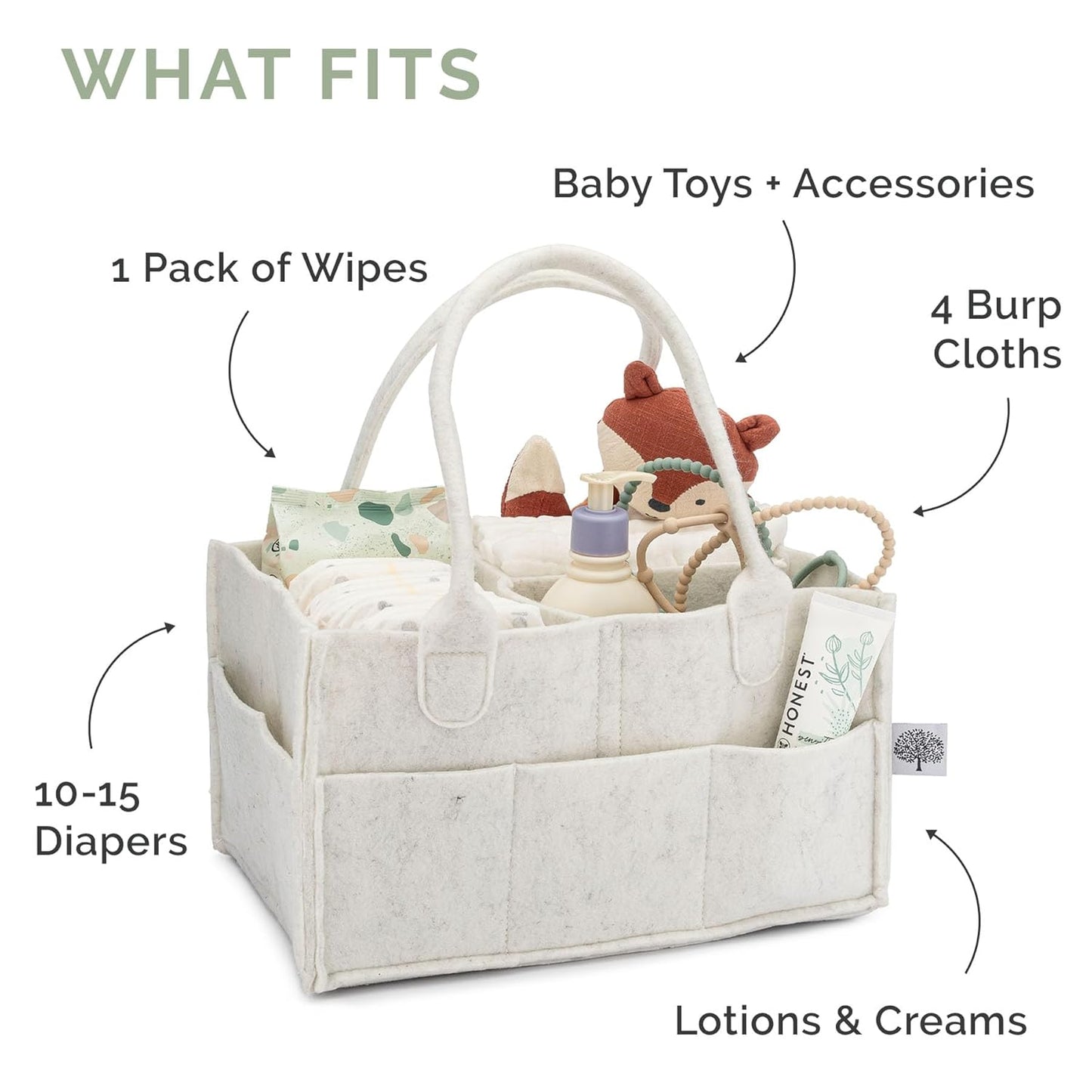 Parker Baby Diaper Caddy - Versatile Nursery Storage Bin & Car Organizer for Diapers - Gray