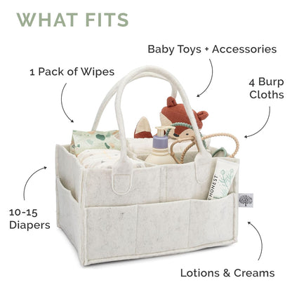 Parker Baby Diaper Caddy - Versatile Nursery Storage Bin & Car Organizer for Diapers - Oatmeal