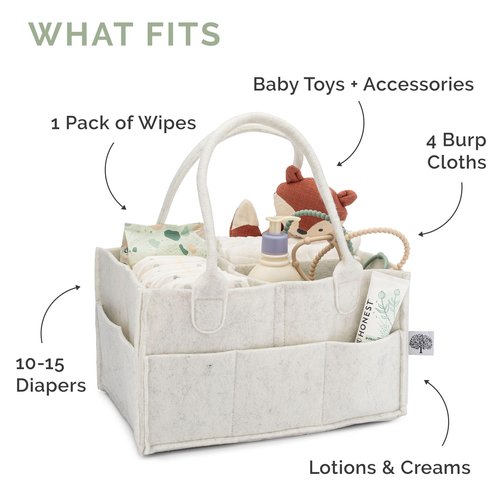 Parker Baby Diaper Caddy - Nursery Storage Bin and Car Organizer for Diapers and Baby Wipes - Sage Green, Large