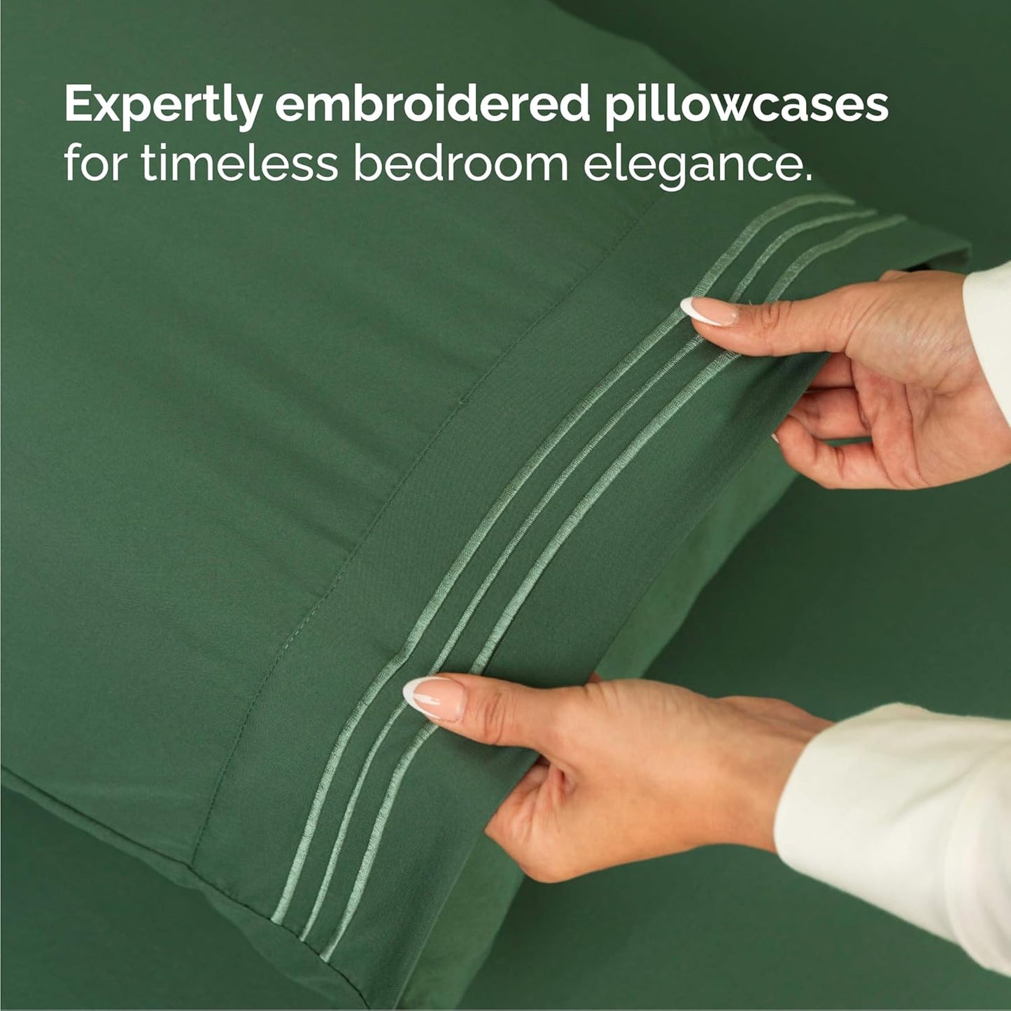 Queen Size Sheet Set by Hotel Luxury | 4-Piece Comfy, Breathable & Cooling Bedding - Deep Pockets, Soft, Wrinkle-Free - Oeko-Tex Certified, Emerald Green