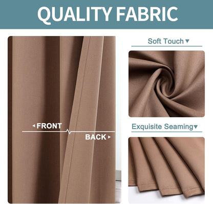 ChrisDowa Blackout Curtains - Room Darkening Grommet Panels Set, Thermal Insulated, 90 Inches Long (Cappuccino, 2 Panels)