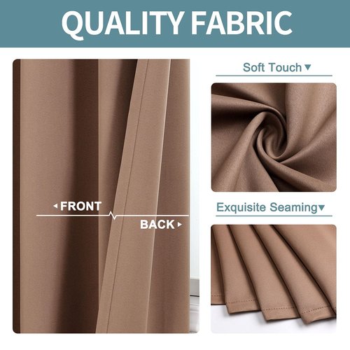 ChrisDowa Small Window Curtains for Kitchen and Bedroom - Grommet Short Thermal Insulated Room Darkening Curtains (2 Panels, Cappuccino, 52 x 36 Inch)