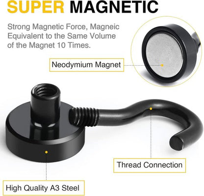 DIYMAG Magnetic Hooks - 30Lbs Heavy Duty Black S-Hooks for Garage, Kitchen & Office | 120 Pack