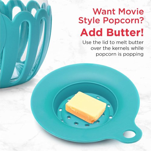 Ecolution Microwave Popcorn Popper - Patented 3-in-1 Lid, BPA-Free, 1.5-Quart, Teal