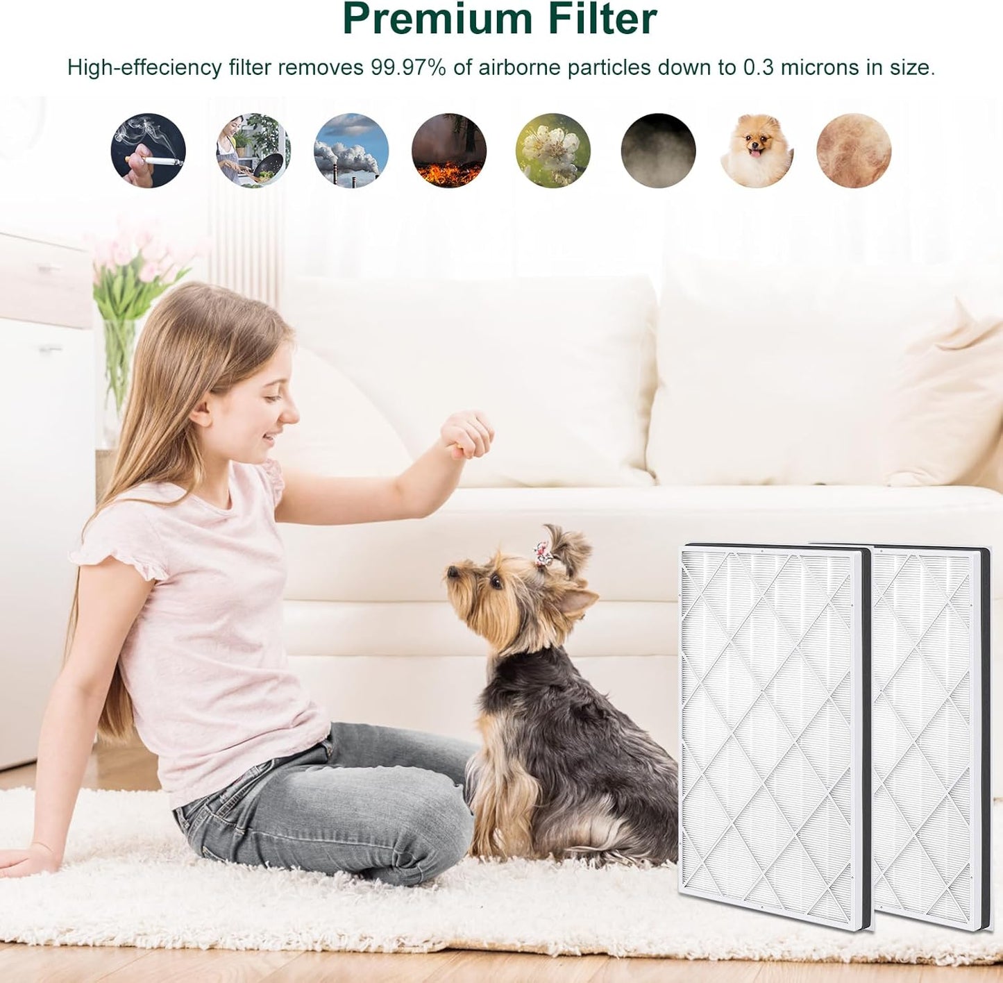 Shark HE601 Replacement Filter - 99.97% Particulate Absorption | 2-Pack for HE6FKPET, HE602, HE6FKBAS