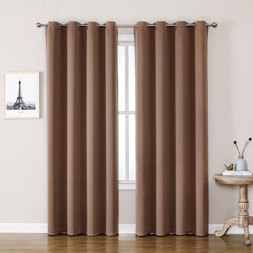 ChrisDowa Blackout Curtains - Thermal Insulated Room Darkening Panels, 80 Inches Long, Cappuccino (Set of 2)