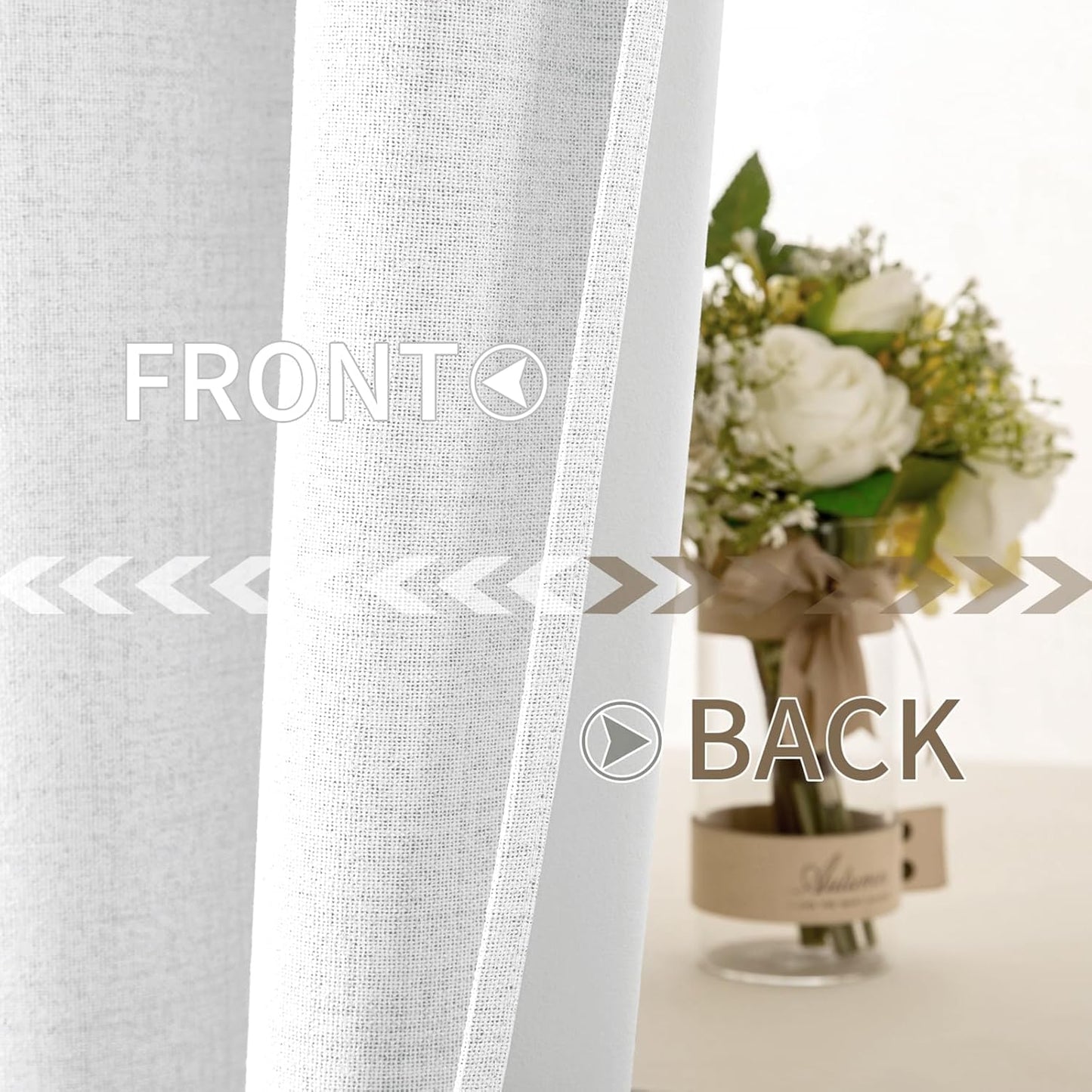 MIULEE Blackout Linen Textured Curtains - Thermal Insulated Room Darkening Drapes | Bright White, 52 x 84 Inch (2 Panels)