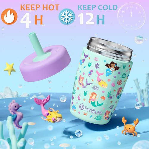 Fimibuke Kids & Toddler Cups - Spill Proof 12 OZ Insulated Sippy Cups | BPA-Free Stainless Steel, 2 Pack