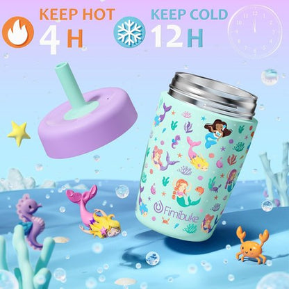 Fimibuke Kids & Toddler Cups - Spill Proof 12 OZ Insulated Sippy Cups | BPA-Free Stainless Steel, 2 Pack
