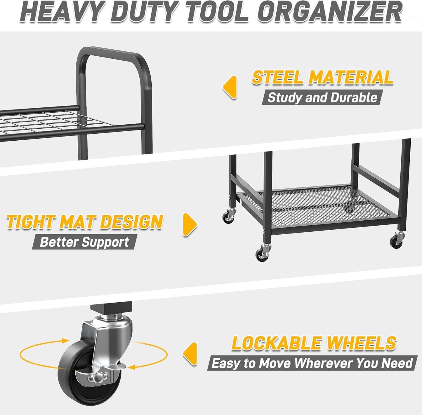 Ultrawall Garden Tool Organizer - Lockable Wheels for Easy Mobility | Versatile Storage Rack for Indoor & Outdoor Use