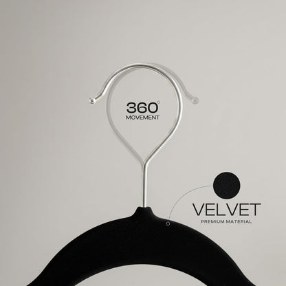 Utopia Home Velvet Hangers - Luxury Non-Slip Slim Coat & Pant Hangers, 50 Pack, 360° Swivel Hook - Black