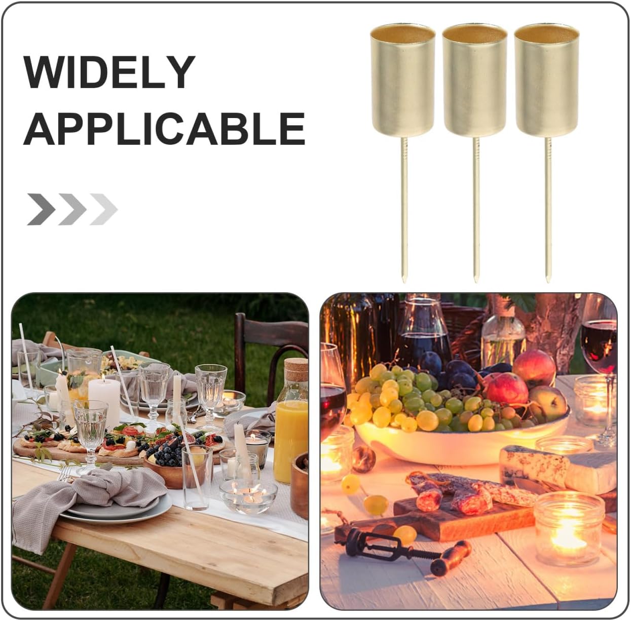 Skiennix 5-Piece Christmas Taper Candle Holder Set - Elegant Gold Liners for Advent Wreaths & Weddings