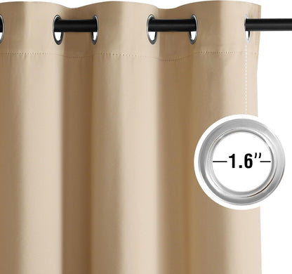 NICETOWN Blackout Curtains - Grommet Design for Light Blocking | 72-Inch Long, Biscotti Beige