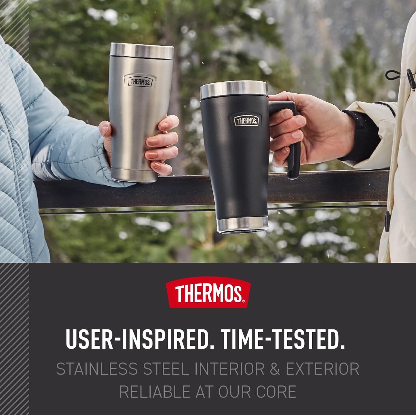 THERMOS Icon Series - Stainless Steel Mug with Granite Finish | 16 oz Capacity