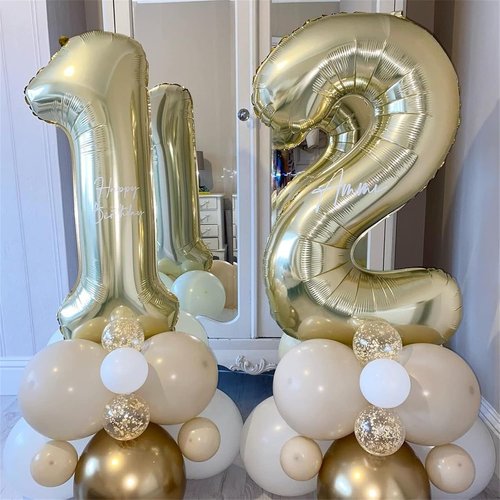 Champagne Gold Number Balloons - 40 Inch Light Gold Foil 3 & 0 for 30th Birthday Celebrations