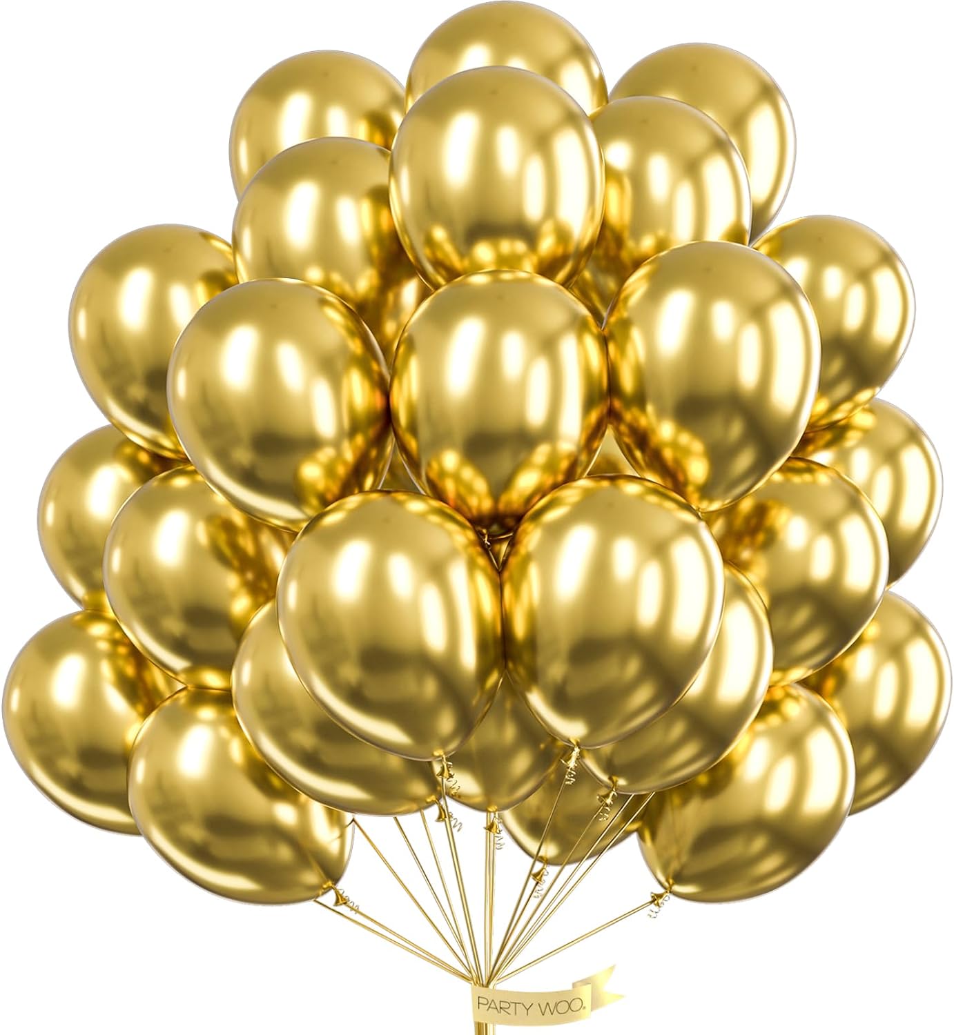 PartyWoo White and Gold Balloons - 140 Pcs in Various Sizes for Weddings, Showers, and Celebrations