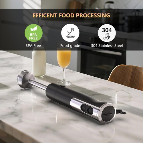 Immersion Blender - Handheld Electric Stick Mixer with 12 Speeds & Turbo Mode for Smoothies, Soups, Baby Food