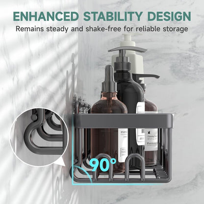 Veken Rustproof & Waterproof Shower Caddy 6-Pack, No Drilling Adhesive Shelves Rack with Soap Holder, Large Capacity Bathroom Organizers and Storage, Wall-Mounted Kitchen & Home Decor, Dark Grey