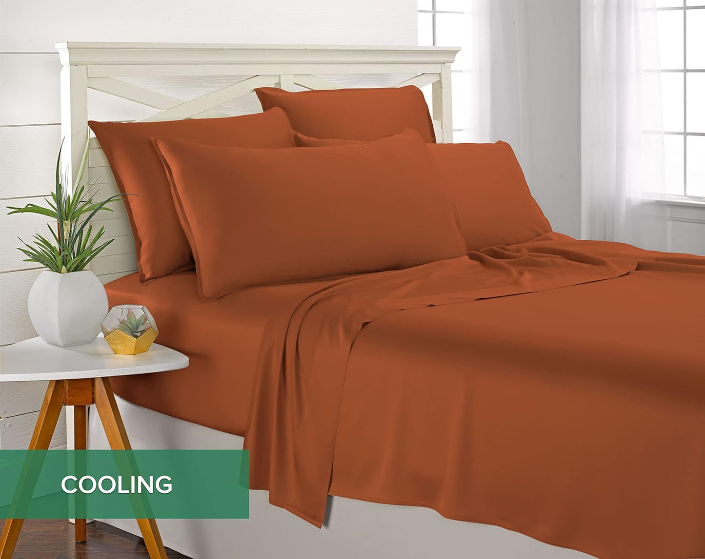 Pure Bamboo King Sheets - Luxuriously Soft 100% Organic Viscose Bed Sheet Set | Cooling & Durable (King, Terracotta)