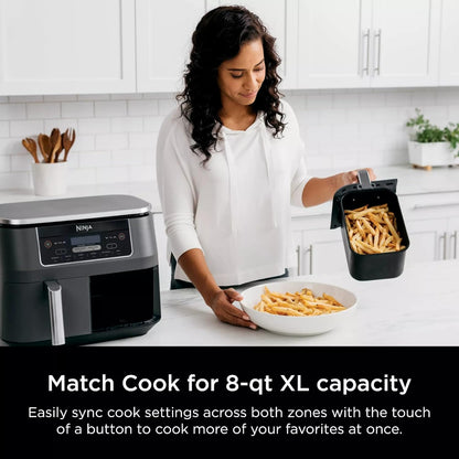 Ninja DZ201 Foodi 6-in-1 Air Fryer - 8-Quart Capacity with DualZone Technology | Dark Grey Stainless Finish
