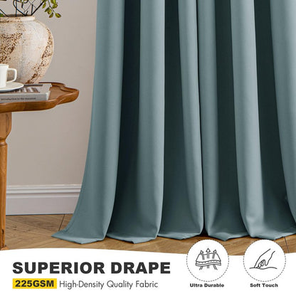 MIULEE Dusty Blue Blackout Curtains - Bedroom Window Treatment Curtains Thermal Insulated Room Darkening Drapes for Living Room Kitchen Grommet Light Blocking Drapery, 40 x 54 Inches Long, 2 Panels