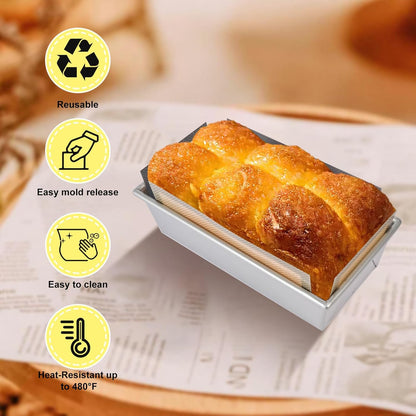 Skiennix Silicone Bread Loaf Pan Liners - Nonstick & Reusable Baking Mats | 9x5 Inch, Black & Gray