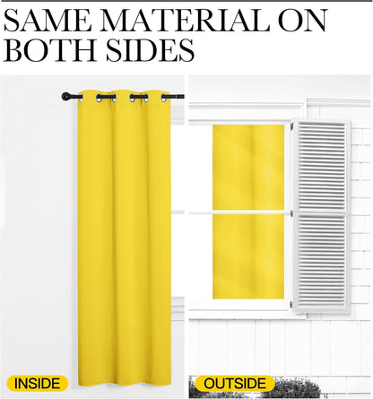 NICETOWN Bright Yellow Curtains - 108" Long, 55" Wide | Sound Reducing & Heat Blocking Panels for Modern Decor