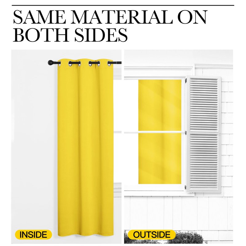NICETOWN Bedroom Curtain Panels Draperies, Thermal Insulated Solid Grommet Curtains/Drapes (Bright Yellow, 1 Pair, 34 by 45-inch)