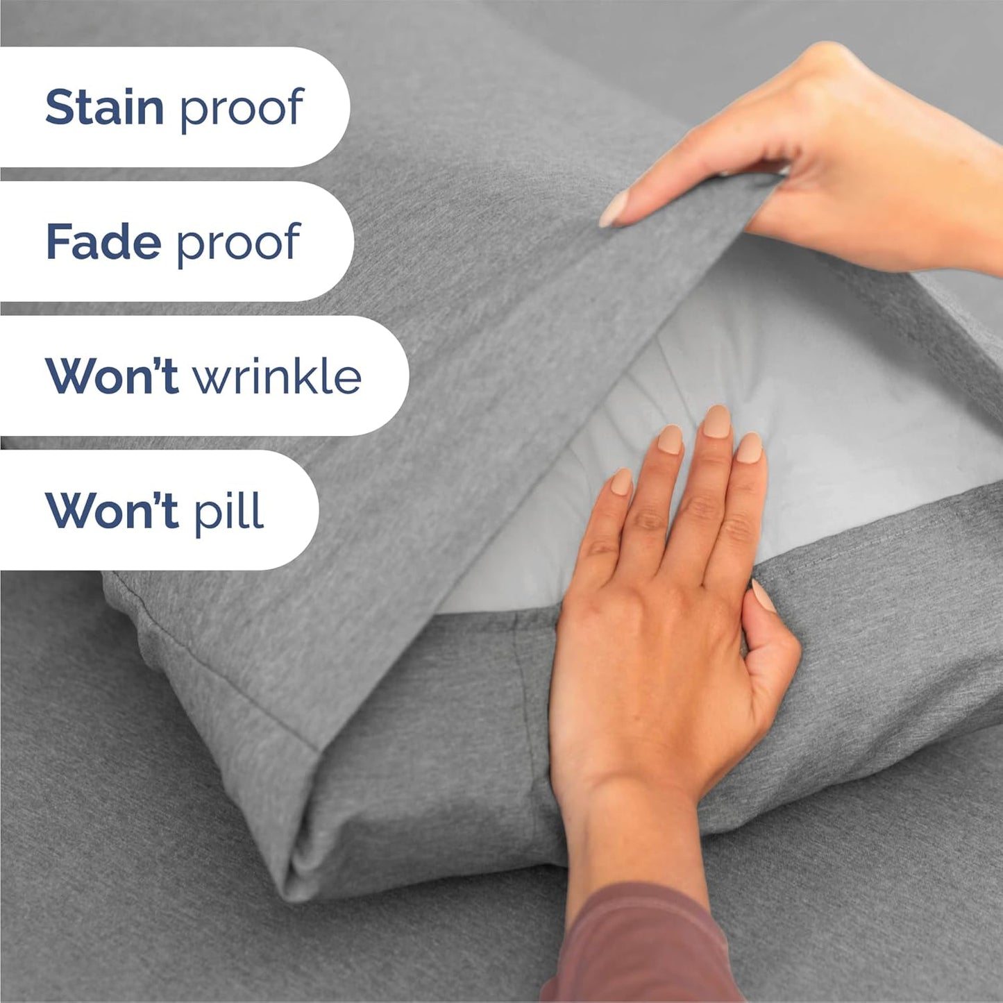 Queen Size 4-Piece Sheet Set | Skiennix Comfy Breathable Cooling Bed Sheets - Soft, Wrinkle-Free Grey