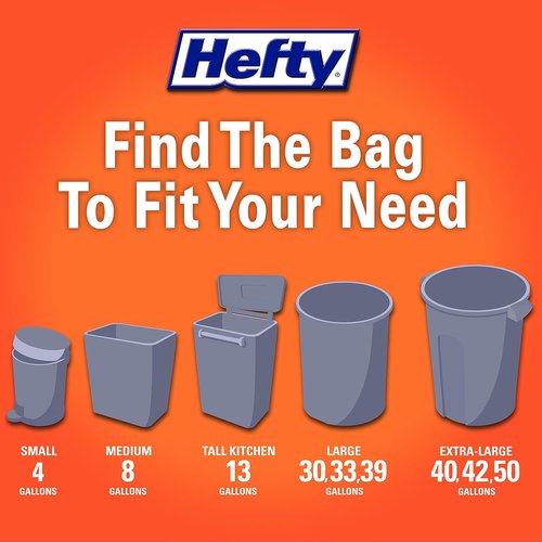 Hefty 4-Gallon Small Trash Bags - Flap Tie Design for Easy Closure | 30 Count Pack of 12