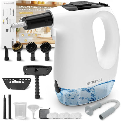 TICYACK Handheld Steam Cleaner, 15S Rapid Heating, 3 Adjustable Modes, 14 Cleaning Kits, Steam Cleaner for Home, Kitchen, Bathroom, Car(White)