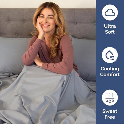 Cal King Size Sheet Set by Oeko-Tex | 4-Piece Cooling & Breathable Bedding - Soft, Wrinkle-Free Steel Blue