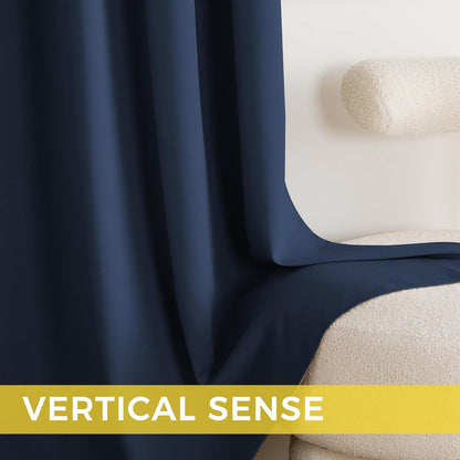NICETOWN Blackout Curtains - Grommet Panels for Total Darkness | 72 Inches Long, Navy Blue