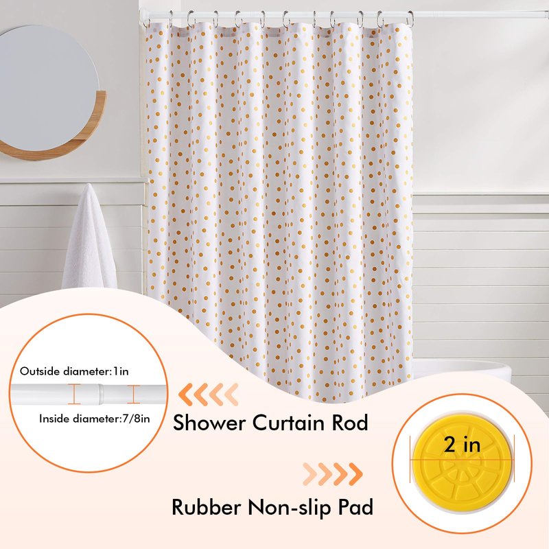 Shower Curtain Rod 31-80 in Adjustable Curtain Rod No Drilling Tension Shower Rod Stainless Steel for Bathroom Room Divider, White